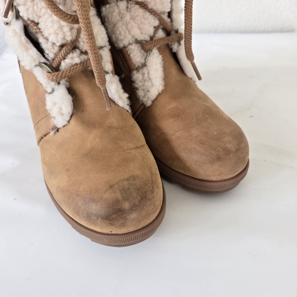Sorel Joan Of Arctic Shearling Hidden Wedge II Lace-up Waterproof Boots Size 9 - Picture 8 of 16